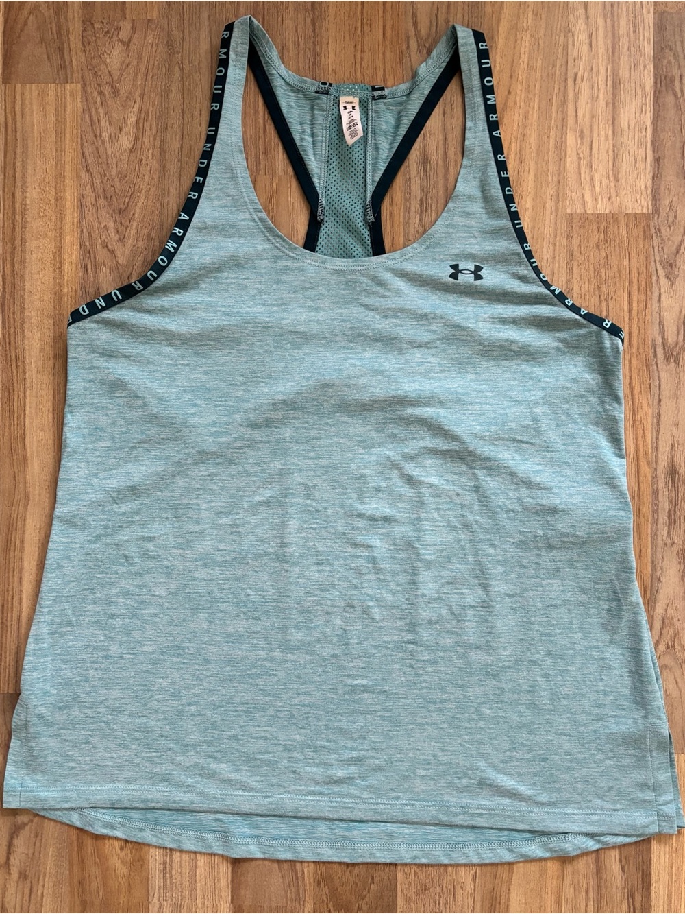 Under Armour Teal Melange Racerback Tank with Black Trim size Small